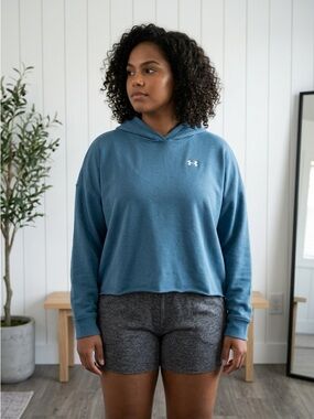 Under Armour Women's Teal Blue Cropped Hoodie |  Large